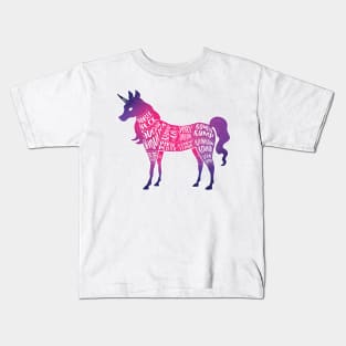 Pink Ombre Unicorn on Black - Fantasy Butcher Cuts of Meat Kids T-Shirt